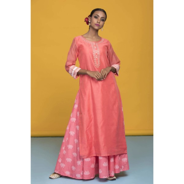Image for Banarasi Chanderi Kurta Skirt Front 2