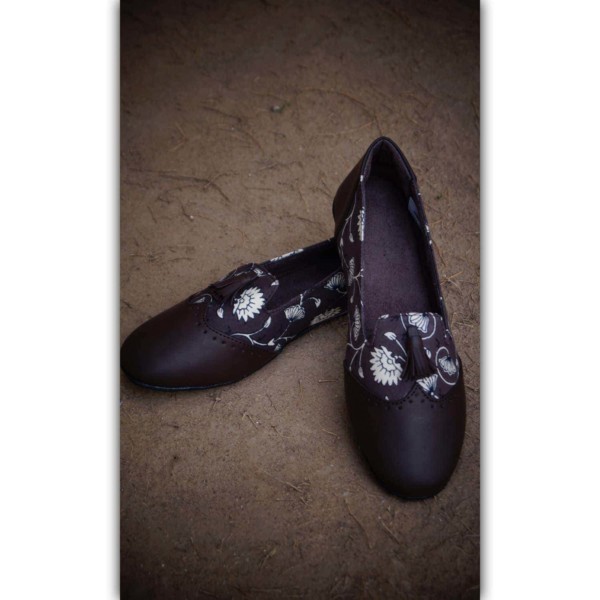 Image for Ks06 Brown Leather Printed Shoes