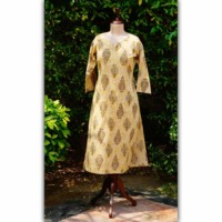 Image for Wa230d Brown Straight Fit Block Print Front 2