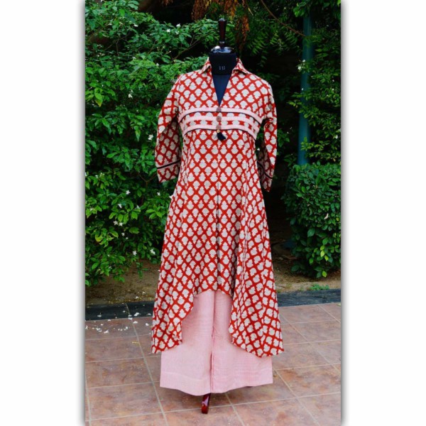 Image for Wa239a Maroon Cotton Kurta With Pants Front 2