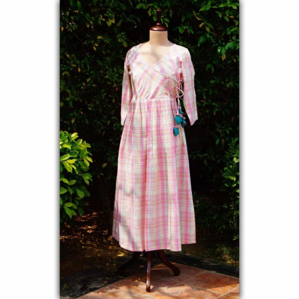 Image for Ws259 Pink Checks Dress Front 2