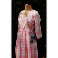 Image for Ws259 Pink Checks Dress Side 2