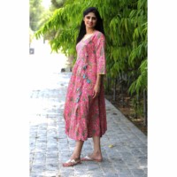 Image for Wa242b Rose Pink Angrakha Dress Side 2