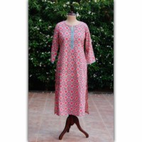 Image for Wa244a Pink Teal Blue Kurta Front 1
