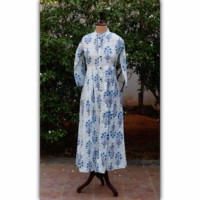 Image for Wa 246b Mughal Print Blue And White Dress Front
