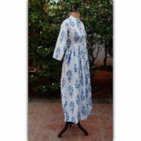 Image for Wa 246b Mughal Print White Blu Dress Side