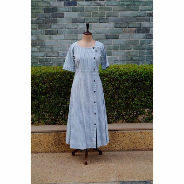 Image for Ws 283 Grey Stripes Dress Front
