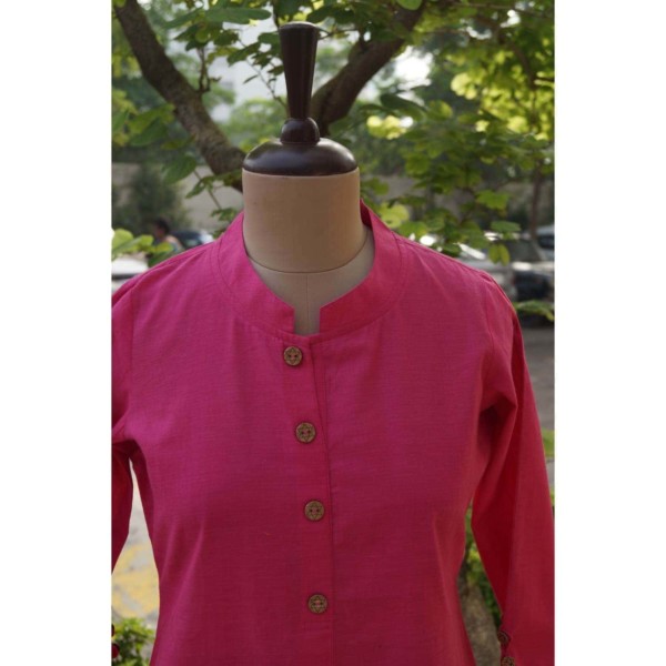 Image for Ws 288 Solid Pink Kurta Close Up