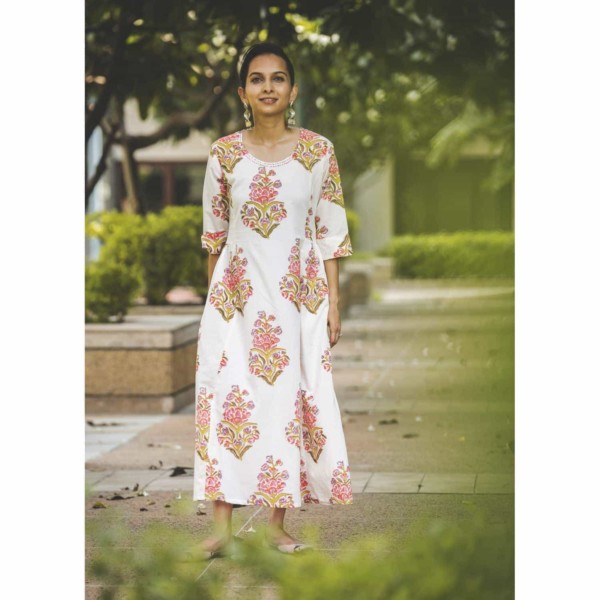 Image for Sr26 Mughal Flower Print Dress 2
