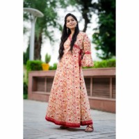 Image for Kessa Sr22 Peach Jaal Print Angrakha Dress Featured