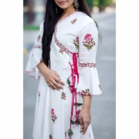 Image for Kessa Sr25 White Pink Flower Print Dngrakha Dress Side