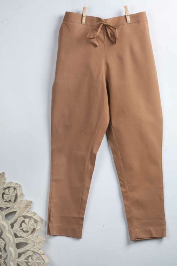 Image for Kessa Wsp01 Cotton Pants With Pocket Dark Beige Sitting New