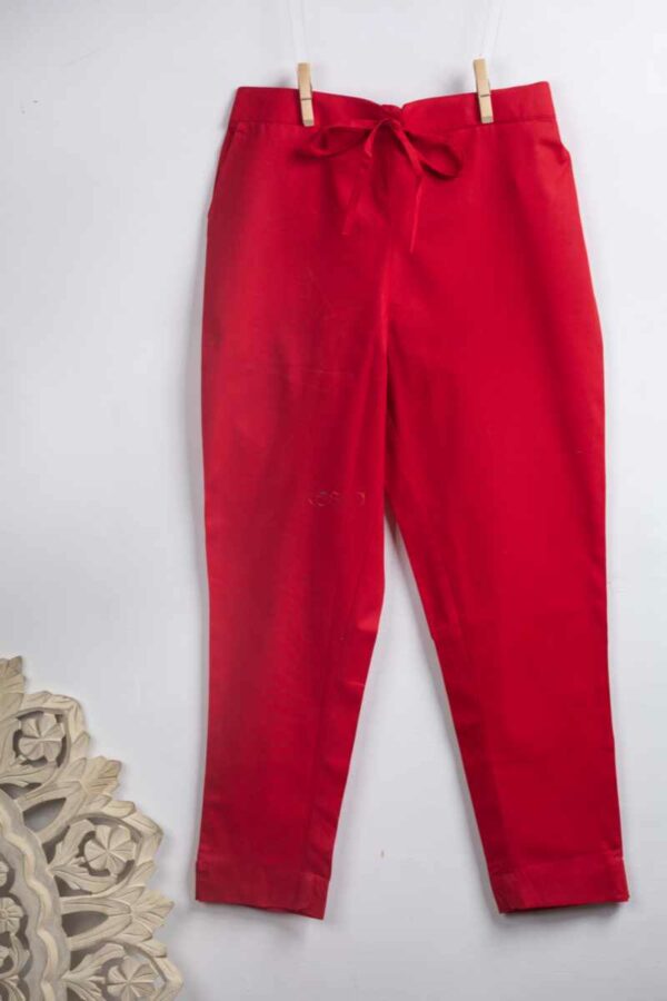 Image for Kessa Wsp01 Cotton Pants With Pocket Red Sitting New