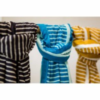 Image for Kjs03 Handblock Print Pure Cotton Stripes Stole Closeup