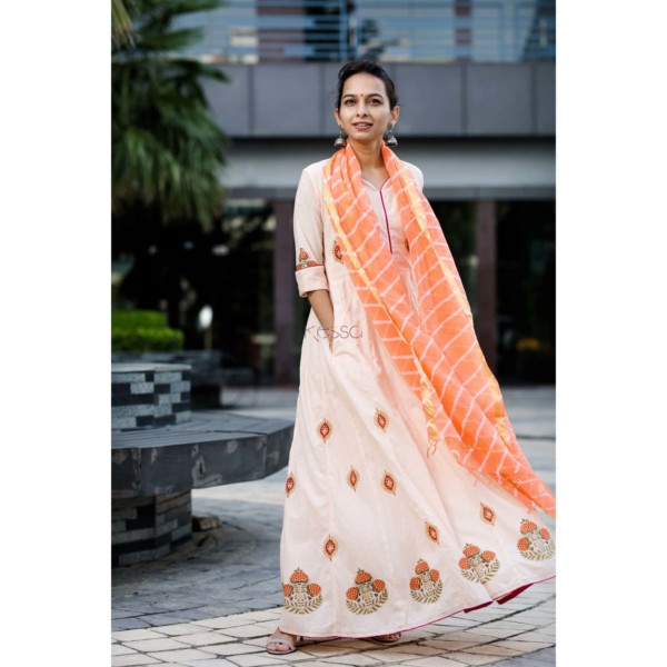 Image for Peach Orange Dress With Dupatta Featured