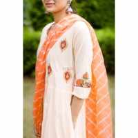 Image for Peach Orange Dress With Dupatta Side