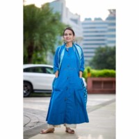 Image for Ws271b Solid Blue Kurta Front