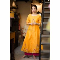 Image for Ws314 Ochre Yellow A Line Kurta Featured