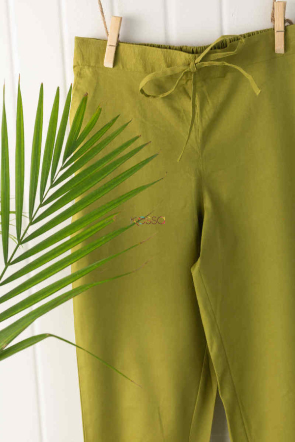 Image for Wsp01 Pants With Pocket Elasticated Waist Mehndi Green Closeup