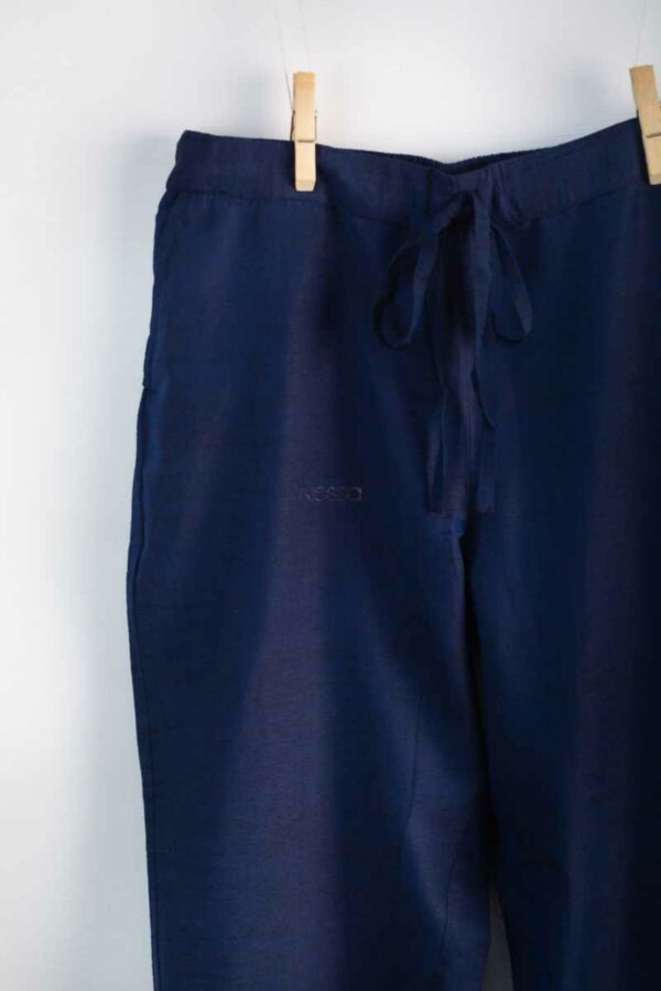 Image for Kessa Ws207p Cotton Silk Pants With Pocket Indigo Closeup New