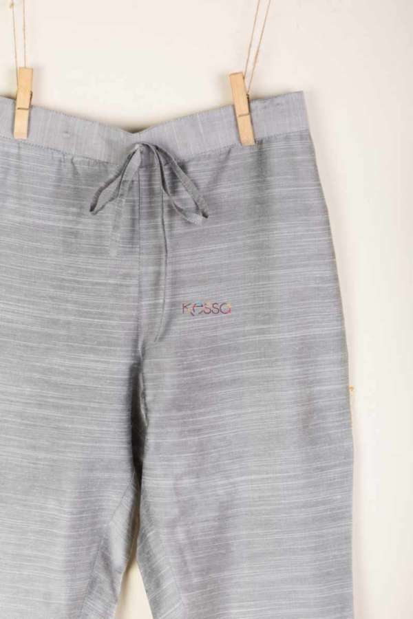 Image for Kessa Ws207p Cotton Silk Pants With Pocket Light Grey Closeup 2