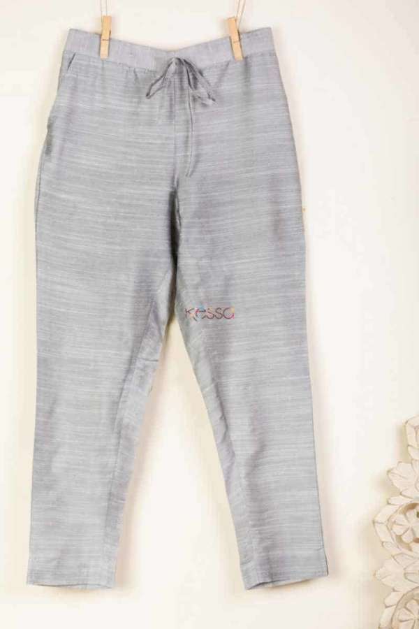 Image for Kessa Ws207p Cotton Silk Pants With Pocket Light Grey Sitting