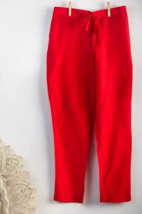 Image for Kessa Ws207p Cotton Silk Pants With Pocket Red Closeup 2 New