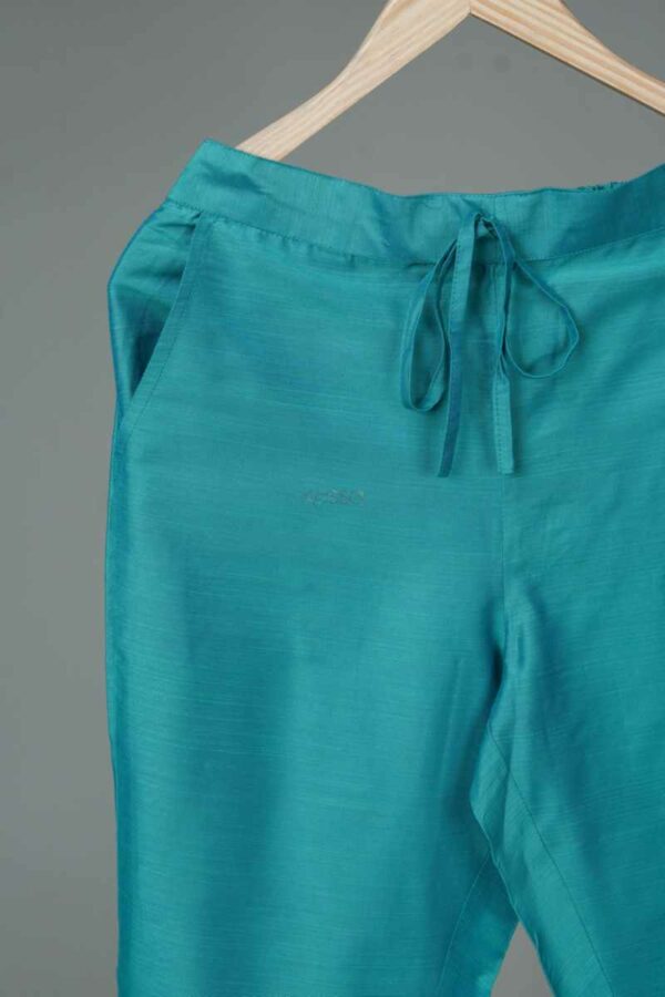 Image for Kessa Ws207p Cotton Silk Pants With Pocket Turquoise Front Newest