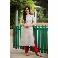 Image for Kessa Ws322 Grey South Cotton Embroidered Kurta Featured