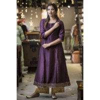 Image for Kessa Ws440 Violet Silk Kurta With Hand Work Front