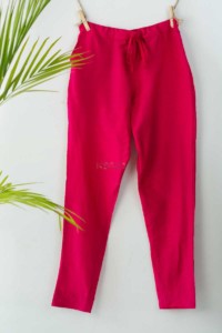 Image for Ws207p Cotton Silk Pants Pocket Elasticated Waist Blush Red Grey Magenta Featured