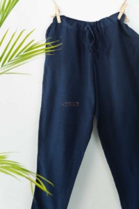 Image for Ws207p Cotton Silk Pants Pocket Elasticated Waist Peacock Blue Look