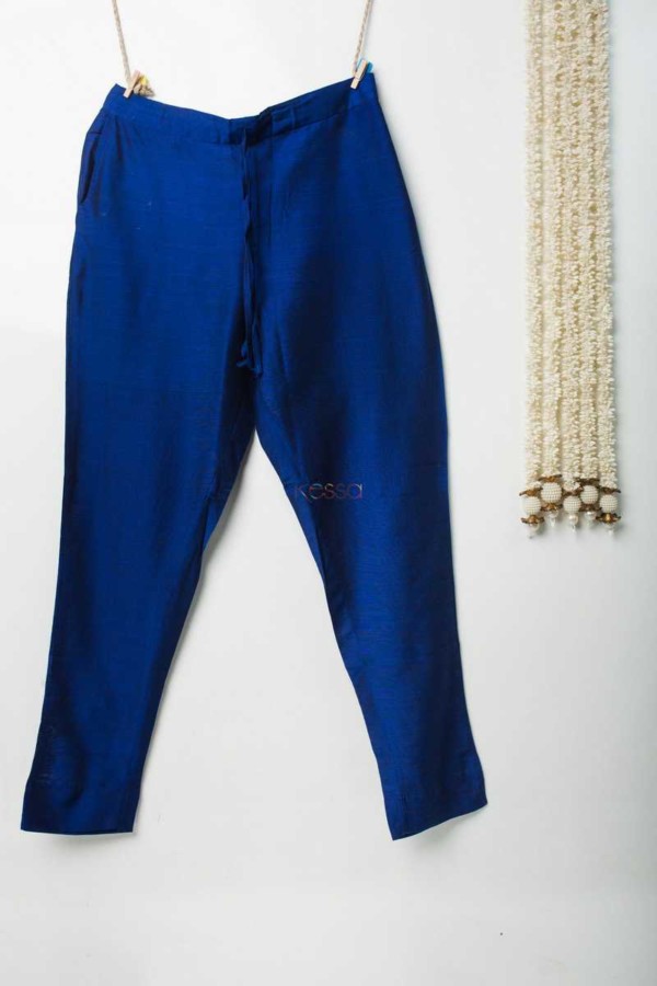 Image for Ws207p Cotton Silk Pants Pocket Elasticated Waist Royal Blue