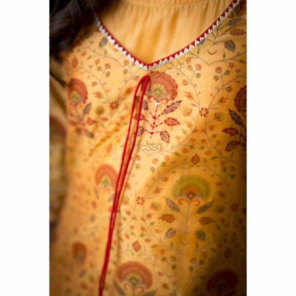 Image for Kessa Dark Yellow Chanderi Double Layered Dress Closest