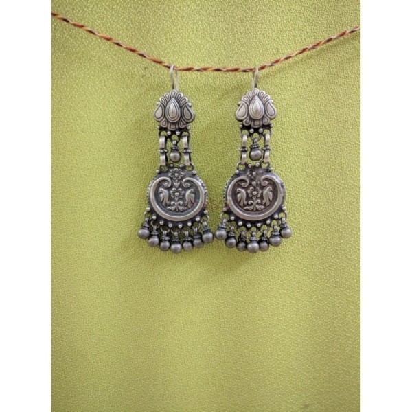 Image for Kessa Kusum Kt30 Long Tribal Silver Earrings