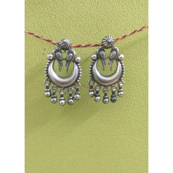 Image for Kessa Kusum Kt41 Tribal Peacocks Moon Silver Earrings
