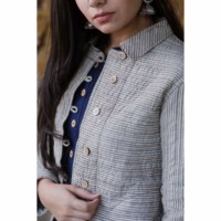 Image for Kessa Jackets Kj01 Women Full Sleeves Grey Quilted Short Jacket Closeup