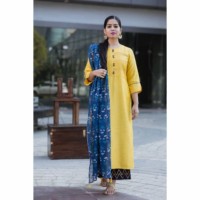 Image for Kessa Ne11 Yellow Cotton Silk Kurta Dupatta Featured