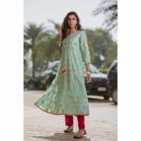Image for Kessa Ws360 Turquoise Banarsi Silk Kurta Featured