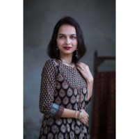 Image for Kessa Ws363 Black Ajrakh Kalidaar Dress Closeup Side