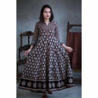 Image for Kessa Ws363 Black Ajrakh Kalidaar Dress Ghumar