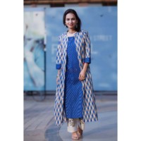 Image for Kessa Ws370 Blue Grey Jacket Style Kurta Inner Featured