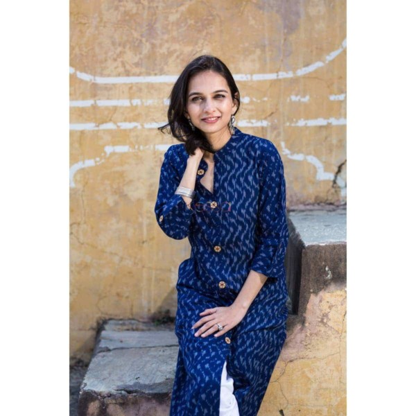 Image for Ikat Blue A Line Kurta Featured