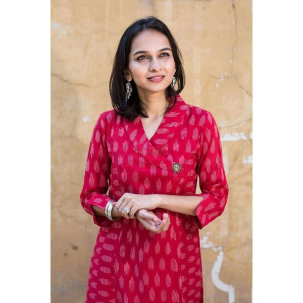 Image for Ikat Red A Line Kurta Featured