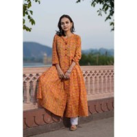 Image for Jaal Flower Print A Line Kurta Front