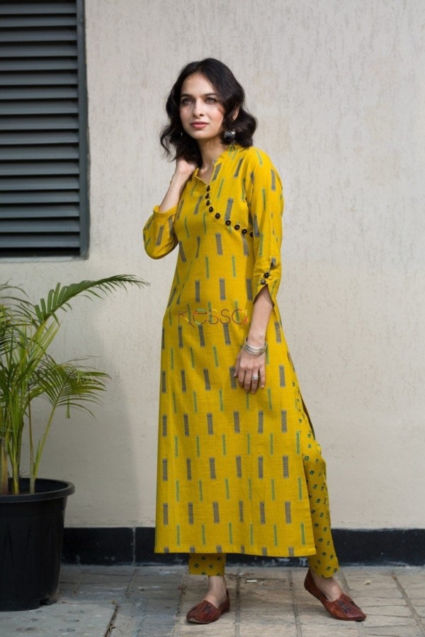 Image for Ws380 Mustard Kurta With Pant Side