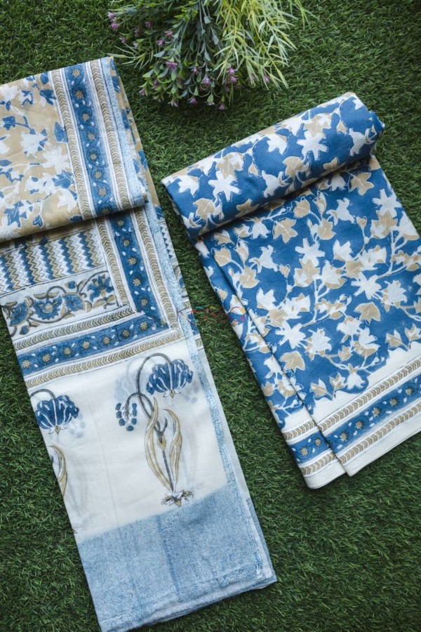 Image for Indigo Jaal Fabric With Mulmul Dupatta