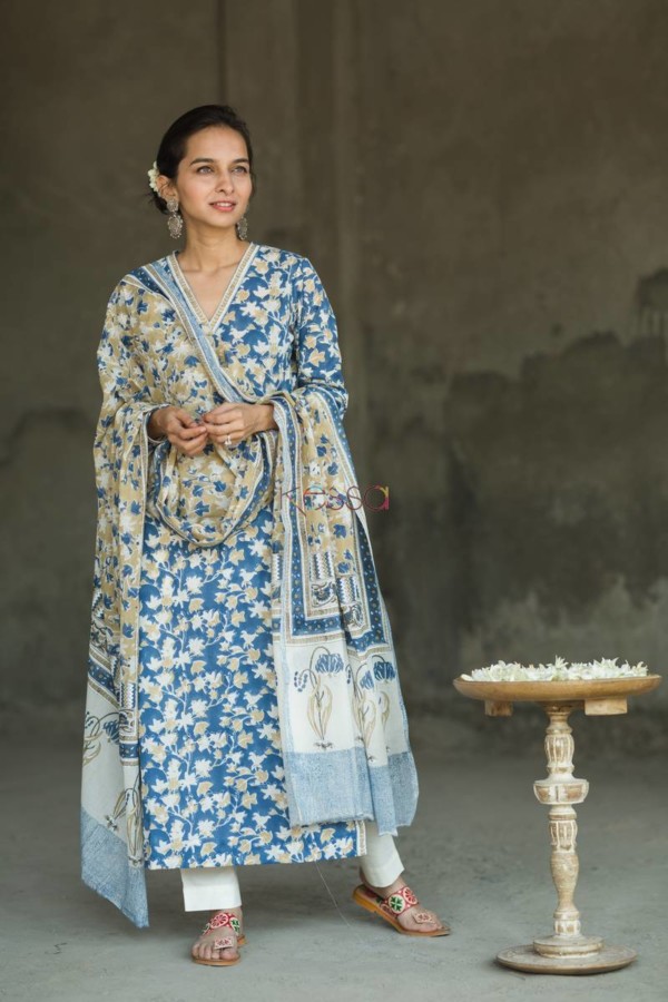 Image for Indigo Jaal With Mulmul Dupatta Featured