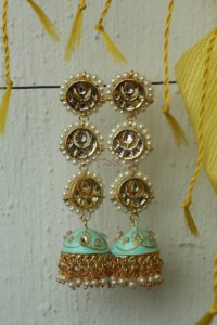 Image for Meenakari Earrings Danglers Turquoise