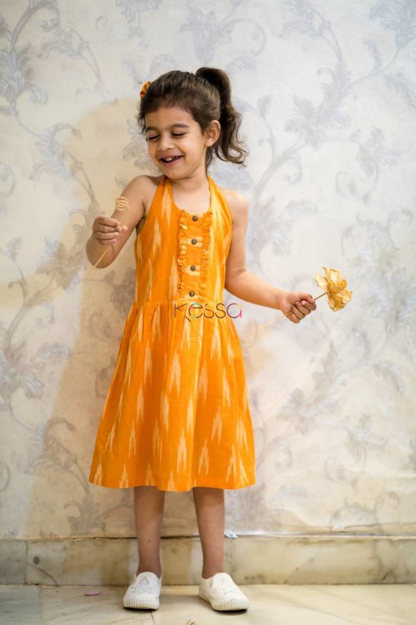 Image for Orange Ikat Halter Dress Featured